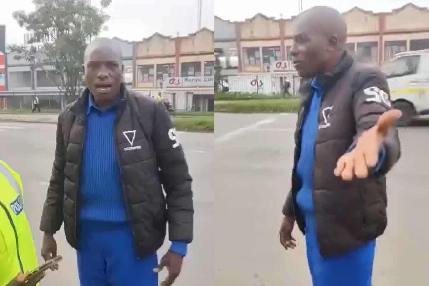 Collage photo of a police officer recorded harassing a female traffic officer.